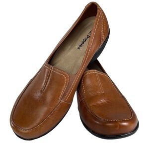 Leather Tan Hush Puppies Slip On Shoes